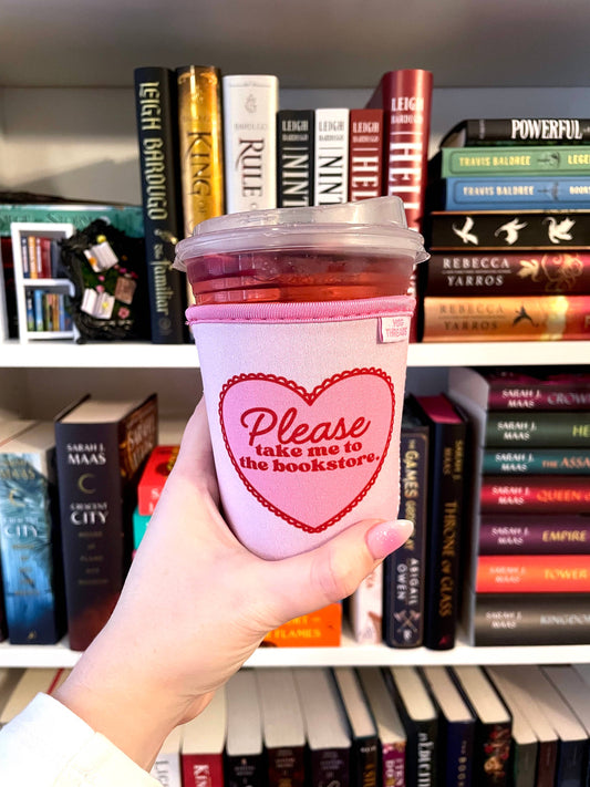"Please Take Me to the Bookstore" Coffee Sleeve 📖☕ - Small
