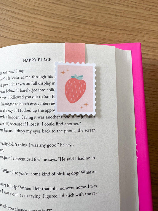 Strawberry Postage Stamp Magnetic Bookmark 🍓✨