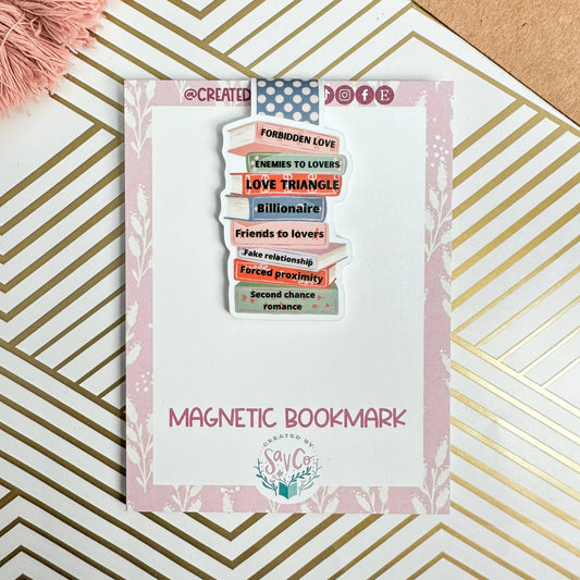 Romance Trope Stack Magnetic Bookmark 📖💖