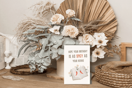 "Spicy Book Lover" Birthday Card 📖🌶️