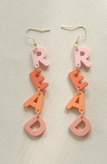 Color Block "Read" Drop Earrings