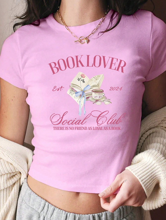 "Book Lover Social Club" Cropped Tee