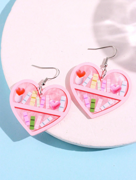 Book Lover Heart Shelf Earrings
