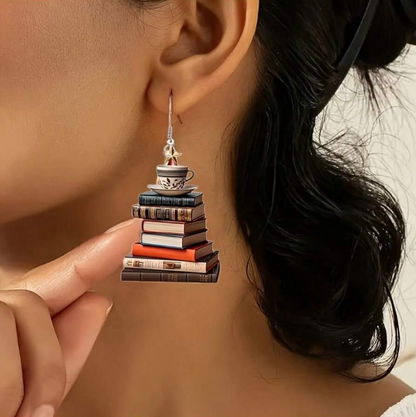 Book Stack & Teacup Earrings