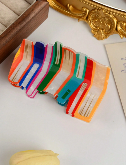Colorful Bookshelf Hair Claw Clip