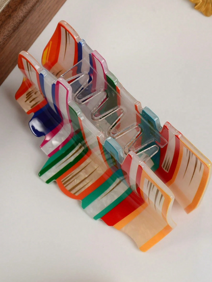 Colorful Bookshelf Hair Claw Clip