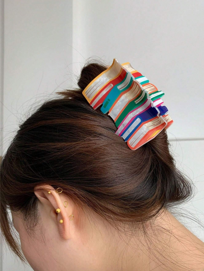 Colorful Bookshelf Hair Claw Clip