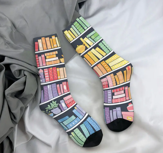 Rainbow Bookshelf Socks 📚🌈