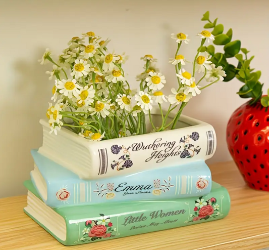 Book Stack Ceramic Planter – Classics Edition 🌼📚