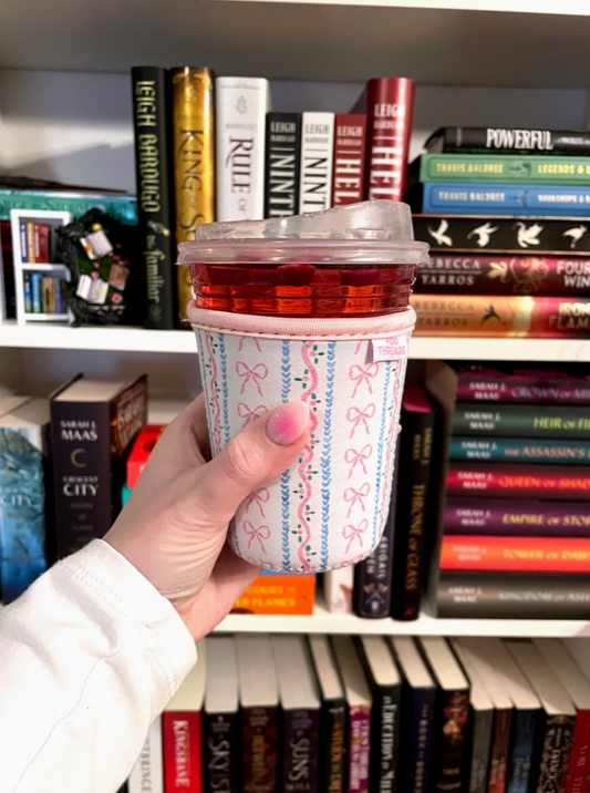 Bow Stripes Iced Coffee Drink Sleeve