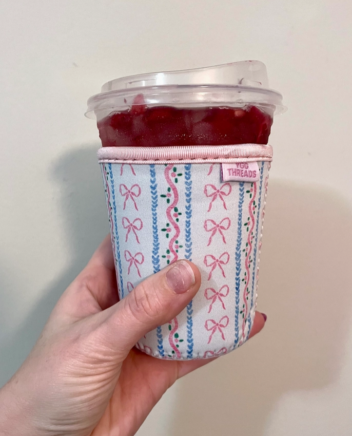 Bow Stripes Iced Coffee Drink Sleeve