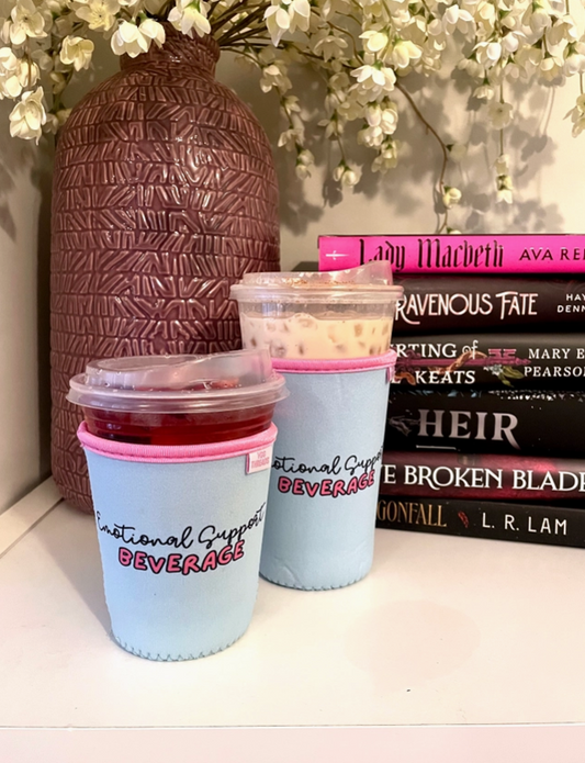 Blue Emotional Support Iced Coffee Drink Sleeve
