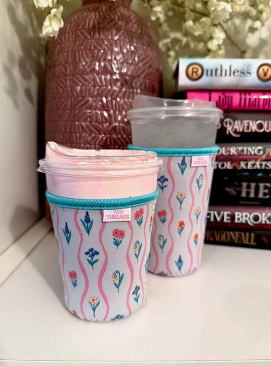 Wildflower Stripe Iced Coffee Drink Sleeve