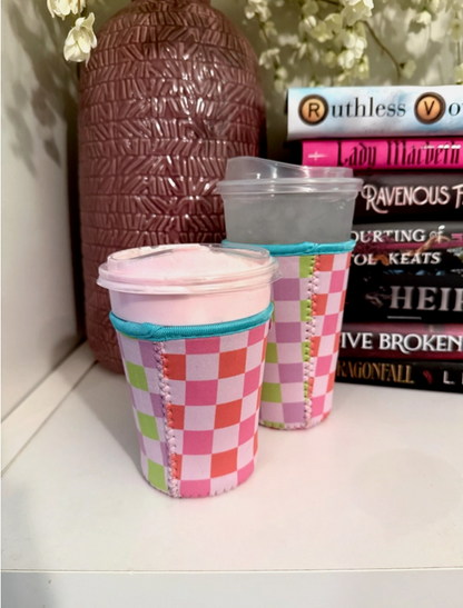 Retro Checker Iced Coffee Drink Sleeve