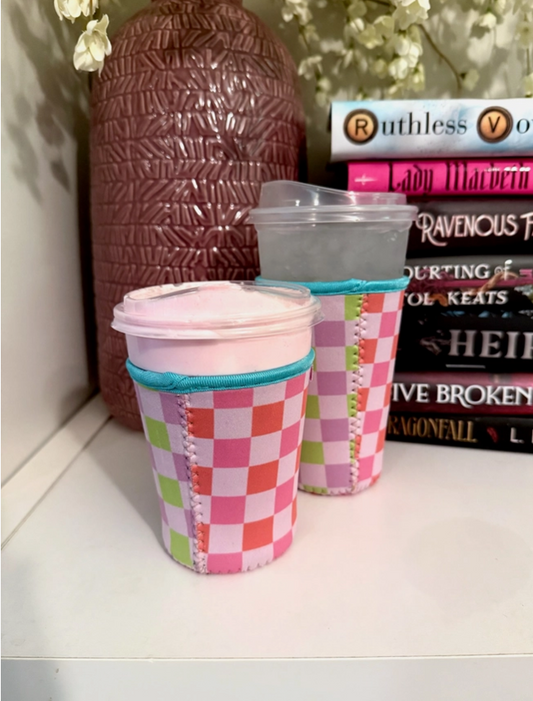 Retro Checker Iced Coffee Drink Sleeve