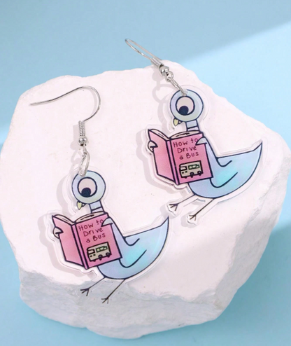 Pigeon Reader Earrings 📚🕊️