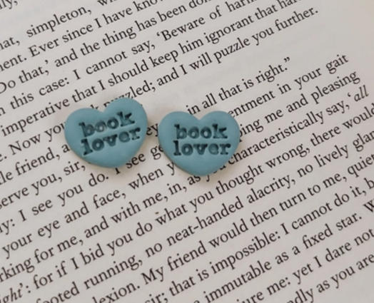 Book Lover Heart Stud Earrings 💖📚