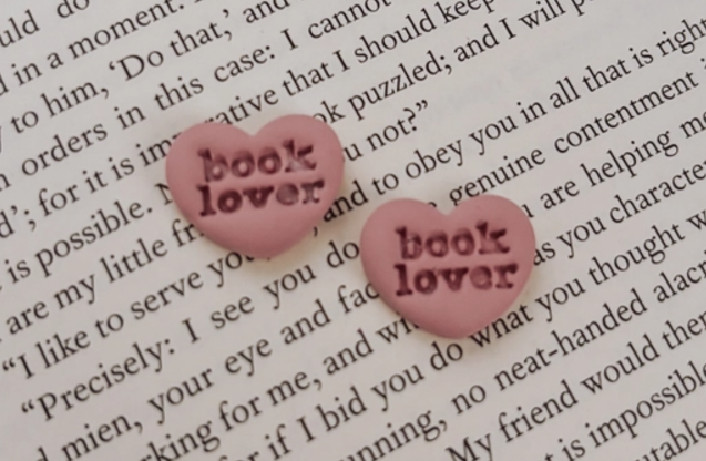 Book Lover Heart Stud Earrings 💖📚