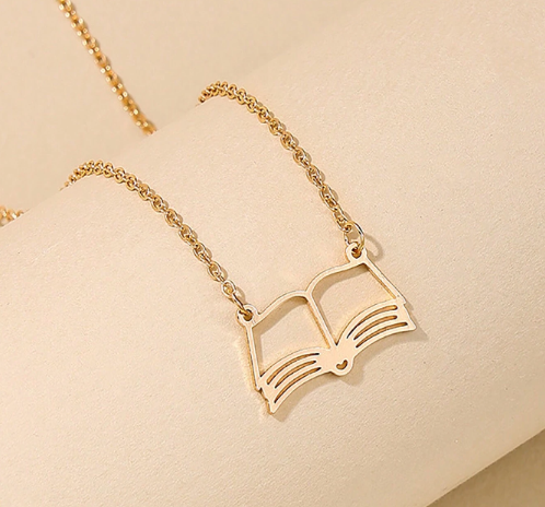 Hollow Book Pendant Necklace