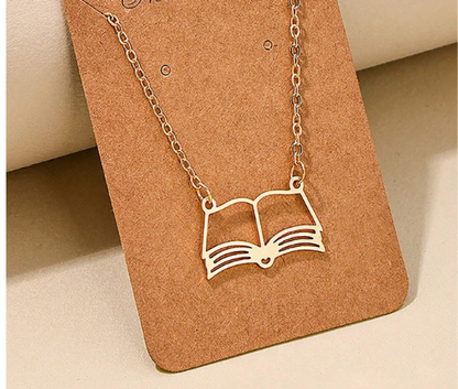 Hollow Book Pendant Necklace