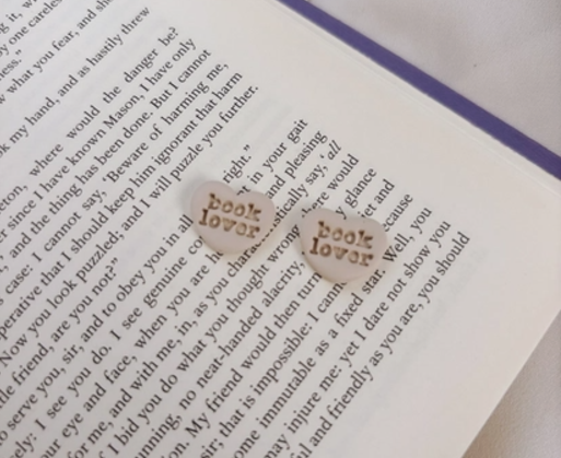 Book Lover Heart Stud Earrings 💖📚