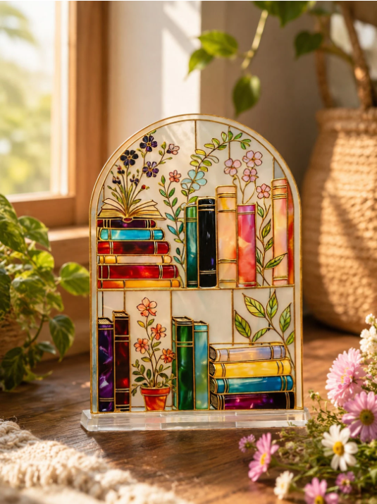 Stained Glass Book Nook Suncatcher
