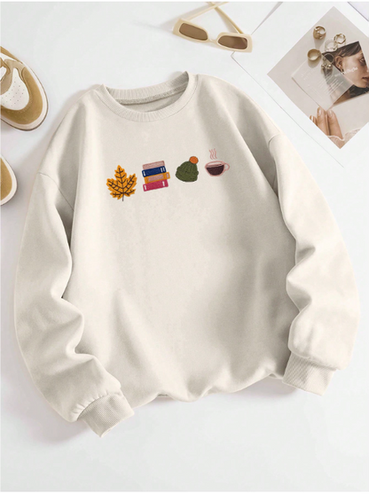 Cozy Fall Reading Embroidered Crewneck